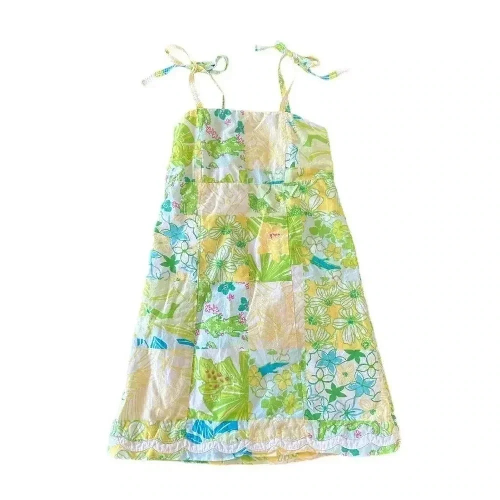 Lilly Pulitzer | Girls' Gator Patch Tie Shoulder Patchwork Sundress Size 10